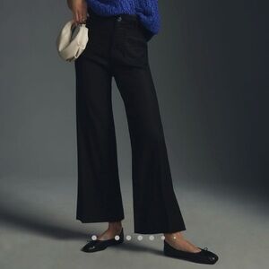 Maeve Colette Cropped Wide Leg pants, Linen Edition, black